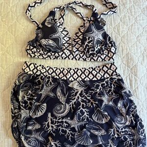 Navy and White Sea Life Bikini Set